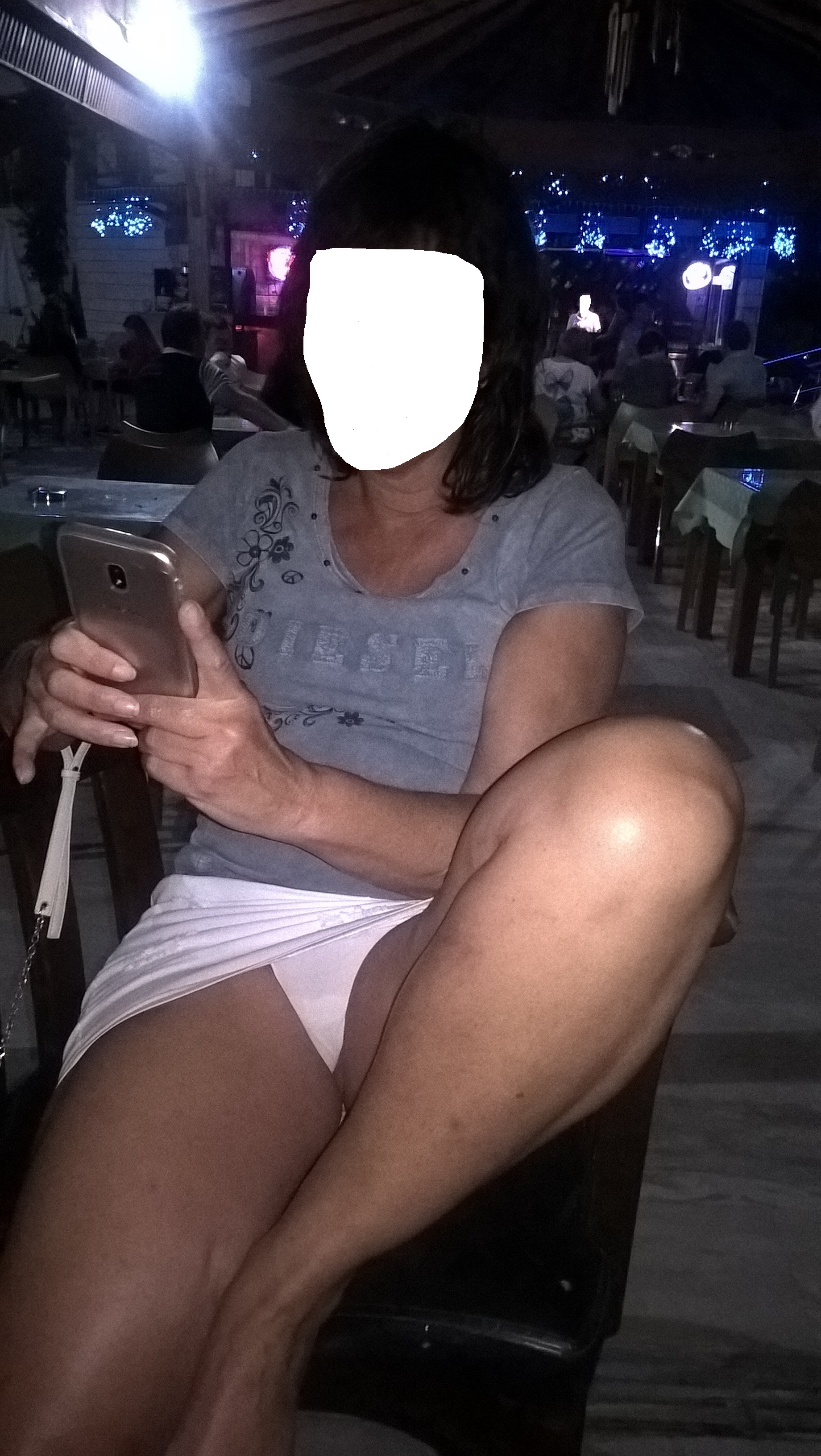 wife upskirt in bar