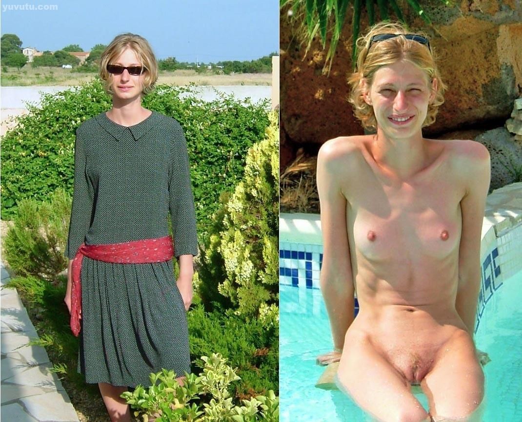 Your girlfriend before-after, dressed-undressed picture photo