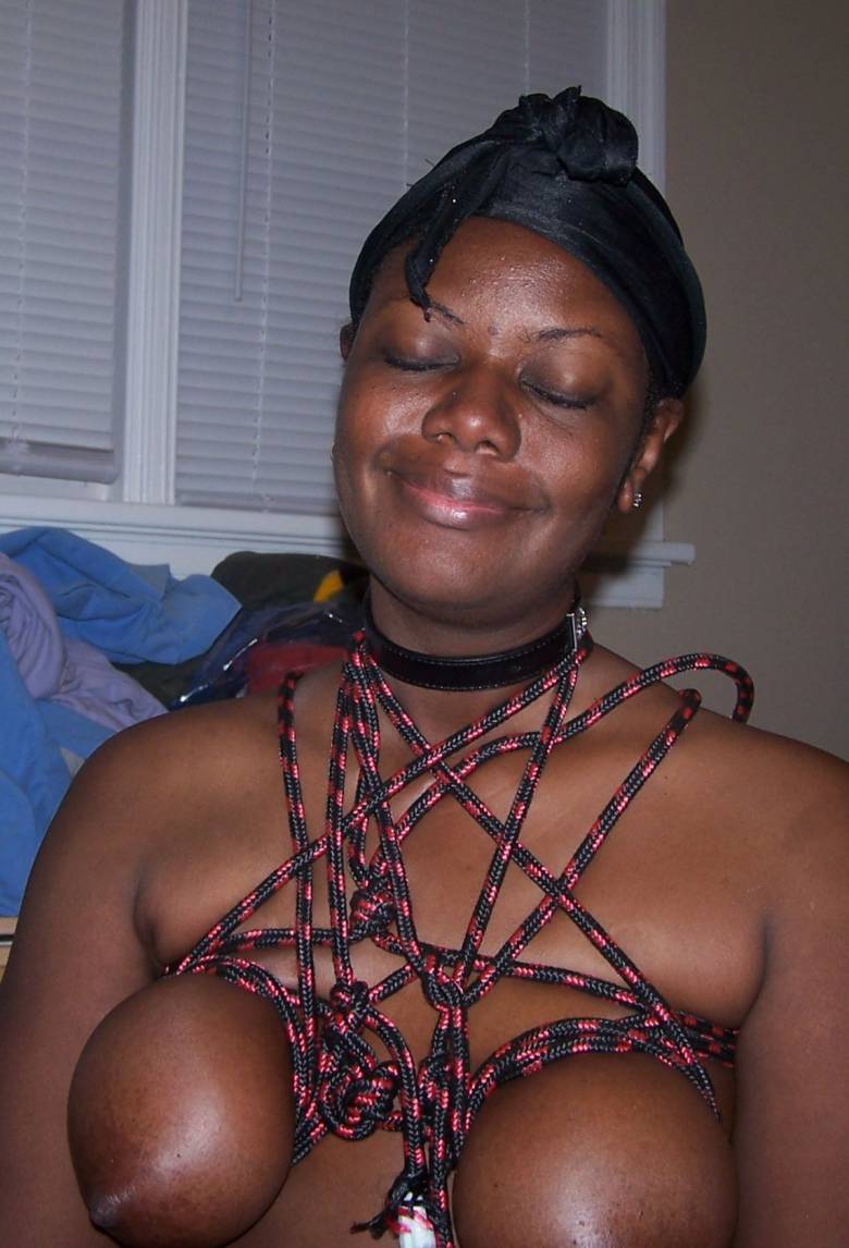 Ebony wife with bound tits is exposed