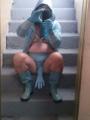 trying my new baby blue rubber gloves