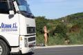 Naked and flashing in public on the road