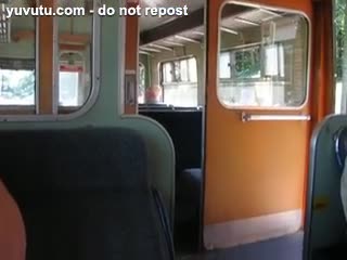 Flashing/Public - small up-skirt on train