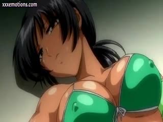 Dessin anim - Beautiful anime brunette rubbing a cock