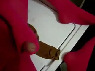 Ejaculation fminin - silky hose on hard cocknylon hand job