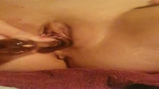 Female Masturbation - Heather fucks glass dildo