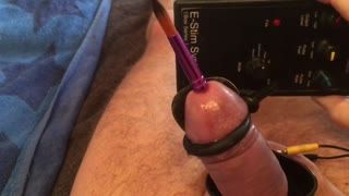 Male Masturbation - Strong shocks with brush inside my shaft