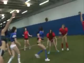 Sexe lesbien - Poor girls stripped down and play naked football...