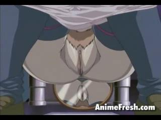  - Lovely anime schoolgirl in stockings spreading l...