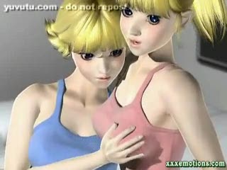  - Animated blondes sharing a huge black cock