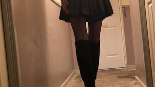 Shemale - darren in a skirt and satin