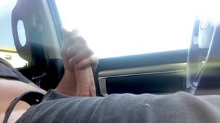 Cumshot - jacking in car