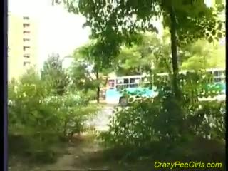 Bukkake - Crazy pee girl outdoor action