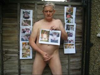  - Tony wanking with photos of Shirley, Jean & ...
