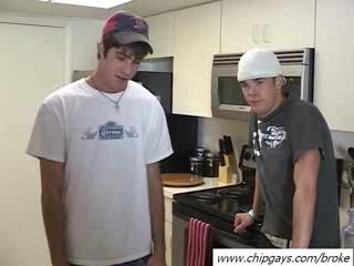 Gay - Blowjob cock on kitchen