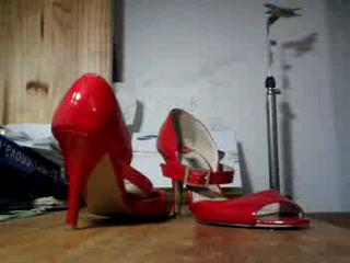 - red heels cum inside again