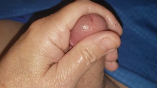 Hand Job - Making my little bald cock squirt.