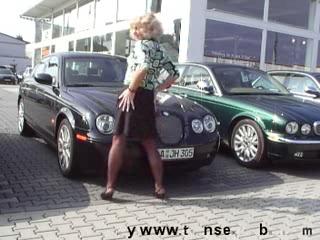 Tettone - Buy a car in nylons, stockings and highheels
