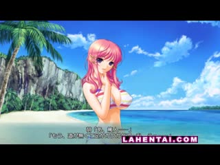  - Huge titted hentai babe fucked on the beach