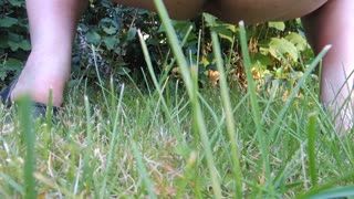 Voyeur - I urinate in the grass in park show butthole
